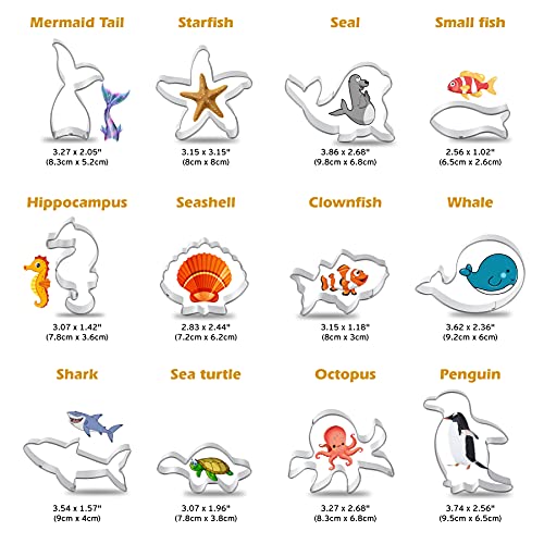 Ocean Animals Cookie Cutter Set, Under the Sea Cookie Cutter Set - color: Marine
