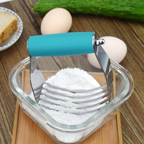 Dough Blender Heavy Duty Pastry Cutter Stainless Steel Butter Cutter Professional Baking Tool For Mixing Flour Butter (Blue) - color: Blue