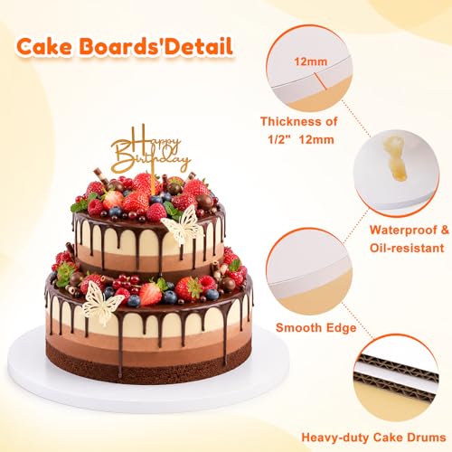 12PCS Cake Boards 10 inch Round, 1/2" Thick White Cake Drums - color: 1/2in-12pcs-10in
