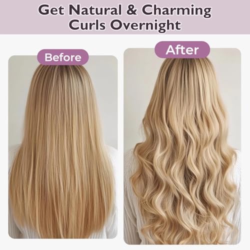 Overnight Hair Curlers Heatless Curls - 6 Pcs No Heat Blowout Curling Rods to Sleep In with Satin Hair Scarf - color: Khaki