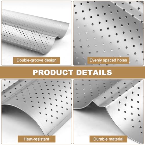 Baguette Bread Pan, Perforated French Bread Baking Pan for 2 Loaves