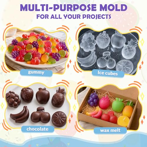LUSHYUM 4PCS Large 5 ML Gummy Fruit Molds, 140 Total Cavities