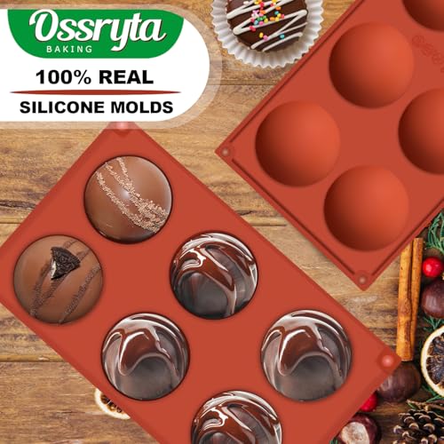 6-Cavity Large Semi-Sphere Silicone Molds - Half Sphere Baking Molds for Chocolate Bombs, Dome Cakes, Candy, Jelly & Mousse - Reusable Non-Stick Chocolate Mold Set (3 Pack) - color: 3Pcs, Large 6-Cavity molds, size: Semi Sphere