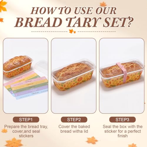 Rtteri 100 Set Fall Paper Loaf Pans with Lids Bulk, Disposable Bread Pans