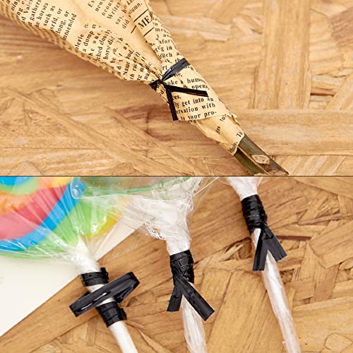 800 Pcs 4" Metallic Twist Ties(Black) for Bakery Ties, Candy Bags, Coffee Bags, Goodie Bags Ties - color: Black