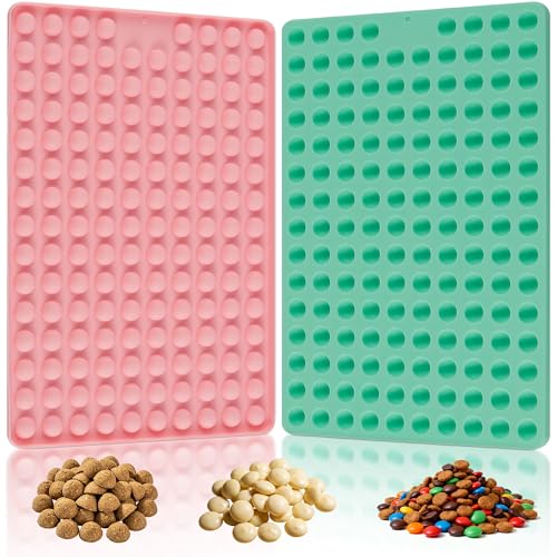 148 Cavities Mini Round Silicone Mold,Mini Silicone Dog Treat Mold,2Pcs Non-Stick Semi Sphere Chocolate Chip Mold for Baking and Freezing Chocolate,Gummy,Dog Treat Snack,Cookie - color: 148 mini round shaped