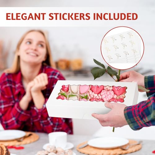White Cookie Boxes with Window, 30 Pack, 12.5" x 5.5" x 2.5" - size: 12.5" x 5.5" x 2.5"