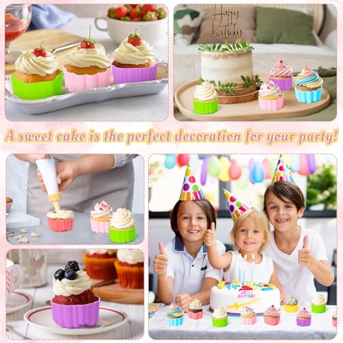 36 PCS Flower Shaped Baking Molds Silicone Food Grade Non Stick Mini Trays for Cupcakes Puddings Chocolates Must Have for Creative Kitchen Fun(6 Colors) - color: Daisy2