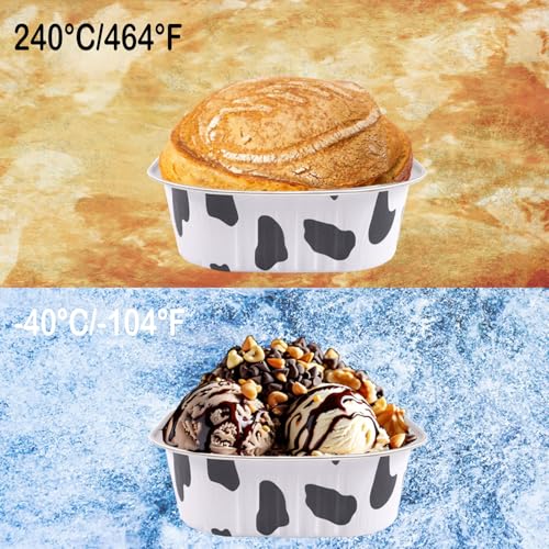 10oz Mini Cake Pans With Lids 50 Pack ,Mini Loaf Pans 4”x4” Cake Container - color: 10OZ-Cow Print