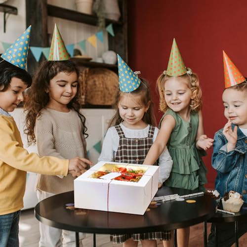 20Pcs 10 Inch Cake Boxes with Window, 10x10x5 In White Bakery Box - color: White, size: 10x10x5 Inch