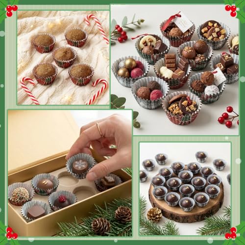 COcnny 600pcs Christmas Buffalo Plaid Mini Cupcake Liner, Small Muffin Wrap - style: Mini Christmas Plaid