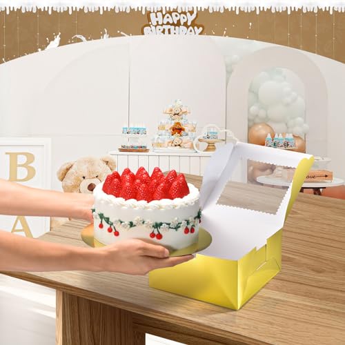 32Pcs 10 Inch Cake Boxes with Cake Boards (16Boxes & 16Boards) Gold - color: Gold