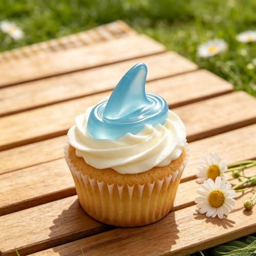 Silicone Shark Fin Molds, 8-Cavity Ocean Theme Shark Candy Molds - color: Blue-Shark Fin