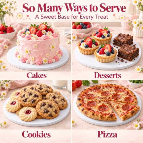 10 Inch Cakeboard 12 Pack, 1/2 Inch Thick Round Cake Boards, Bend Resistant & Sturdy White Cake Cardboard for Presenting Heavy/Tall Tiered Cakes, Base Para Pastel - size: 10 inch