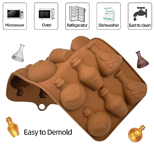Halloween Chocolate Molds 3pcs Silicone Candy Molds Halloween Apothecary Potion Bottle for Ice Cube Jelly Crayon Gummy Cupcake Decoration - size: Halloween