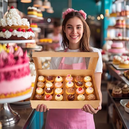 10 Pack Brown Cupcake Boxes for 24 Standard Cupcake with Window - color: Brown