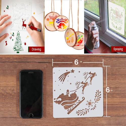 Christmas Stencils 24 Pcs, 6x6 in Painting Templates for Wood & Crafts - color: Christmas Stencils