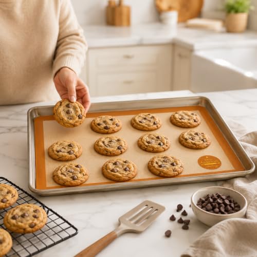 Mrs. Anderson's Baking Non-Stick Silicone Baking Mat - Reusable Oven Liner & Pastry Mat - For Breads, Cookies, Roasting & More - Baker’s Essentials - Heat-Resistant to 480°F - Baking Mat - color: Half