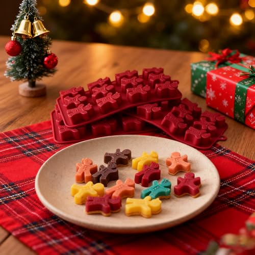 3Pcs Gingerbread Man Silicone Molds, 36 Cavities Christmas Chocolate Molds 3D Gingerbread Molds Christmas Ice Cube Molds Holiday Baking Molds for Candy Chocolate Candle Cookie Jello Clay Resin
