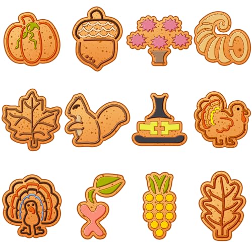 Nuenen 12 Pcs Thanksgiving Cookie Press Discs Set, Stainless Steel for Bake - style: Natural