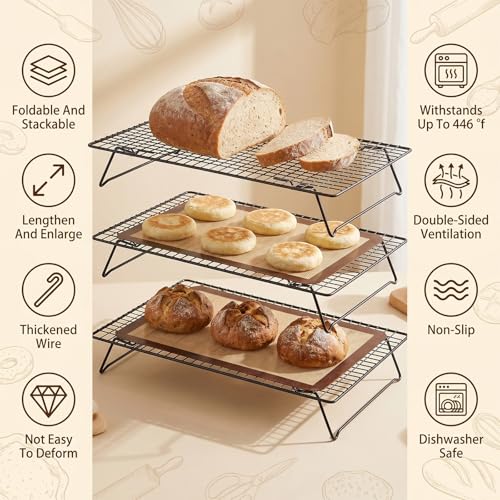Sibba 3 Layer Collapsibl Cooling Rack Stackable Wire Rack Cooling Wire Racks