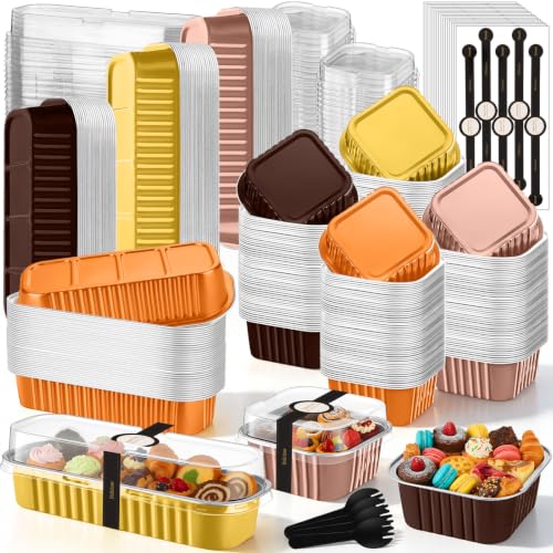 LemonRoad 120 Sets Fall Colors Mini Loaf Pan with Lids and Spoons - color: Fall Colors