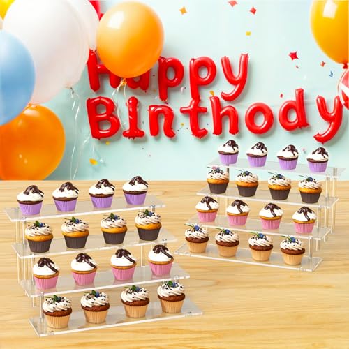 4 Tier Acrylic Display Risers, Clear Perfume Organizer, Cupcake Stand