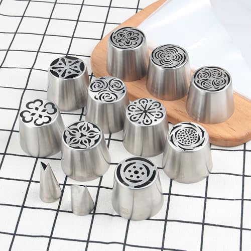 22 Pcs Stainless Steel Extra Large Russian Tulip Flower Icing Tips Set - color: SILVER SET20