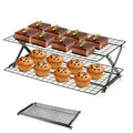 2-Tier Collapsible Cooling Racks, Detachable Wire Cooling Rack Stackable Drying Rack for Cookie Bread Pizza Baking - size: 2-Tier