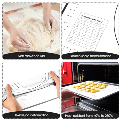 Dandat Rolling Pin Set with Adjustable Rings Baking Mat Cutters, Black - color: Black