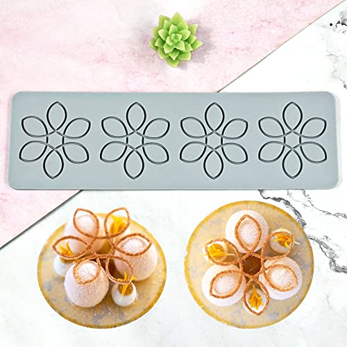 Silicone Lace Mold Hollow 3D Flower Fondant Molds Sugar Edible Cake Mat, Fondant Impression Lace Mats, Flower Pattern Lace Mat for Cake Decorating (Flower A_10x3x0.12 inch) - size: Flower A_10x3x0.12 inch