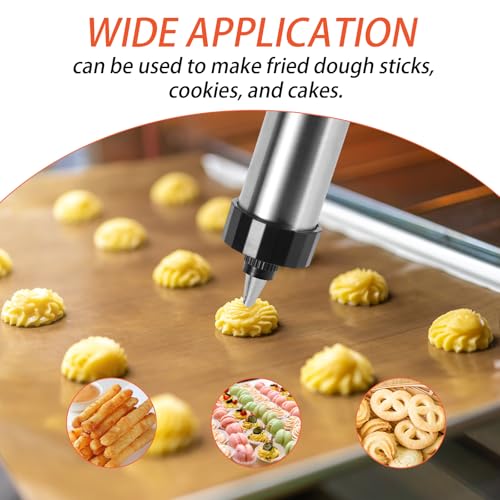 29pcs Stainless Steel Cookie Press Gun Kit, Include Spritzer Cookie Press Gun Mold Machine Discs Piping Set Cleaning Brush Manual Instruction for Baking DIY Biscuit Maker Cakes Desserts