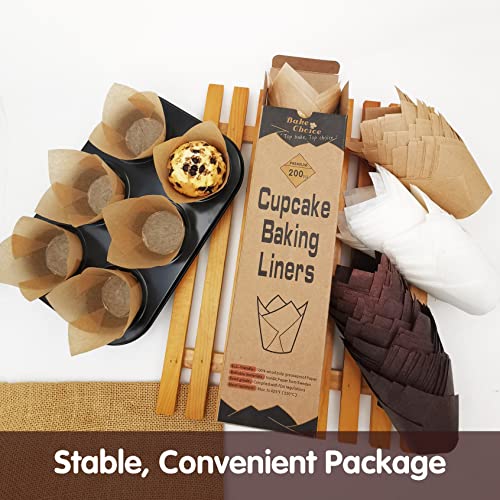 Bake Choice Standard Tulip Cupcake Liners for Baking, Brown Muffin Liners - color: Brown