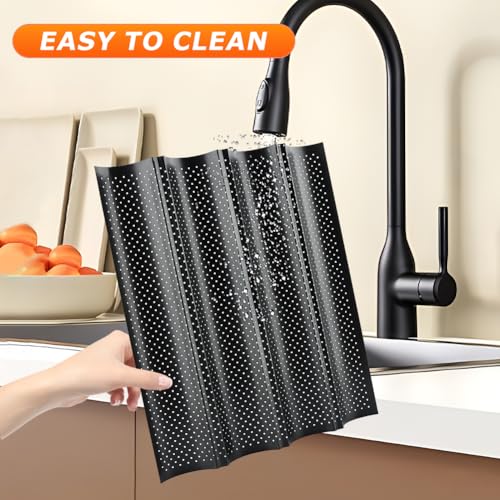 Baguette Pan Set, 4 Loaf Perforated French Bread Baking Pan Kit Set