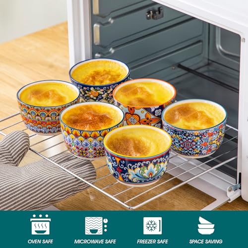 vancasso 8 Oz Ramekins Oven Safe Set of 6, Ceramic Baking Souffle Dishes - size: 8 Oz