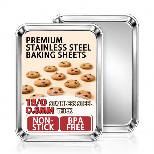 Baking Sheet Set of 2, 18 Inch Stainless Steel Cookie Sheets, 0.8mm Thick - size: 18" 2-Pack