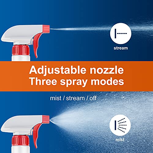 Veco Spray Bottle (2 Pack&2 extra Nozzle,16 Oz) with Measurements and Adjustable Nozzle, HDPE Plastic Spray Bottles for Cleaning Solution, Household/Commercial/Industrial Use, No Leak and Clog - size: 16 Ounces (Pack of 2)