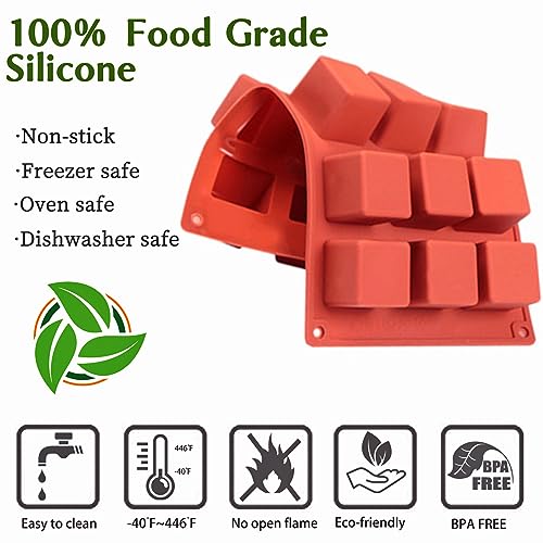 JOERSH Cube Cake Silicone Mold, 2 Pack, 1.2" x 1.2" x 1.2", 30-Cavity - color: 2 Pcs: 15 Cups, 1.2x1.2x1.2 Inch