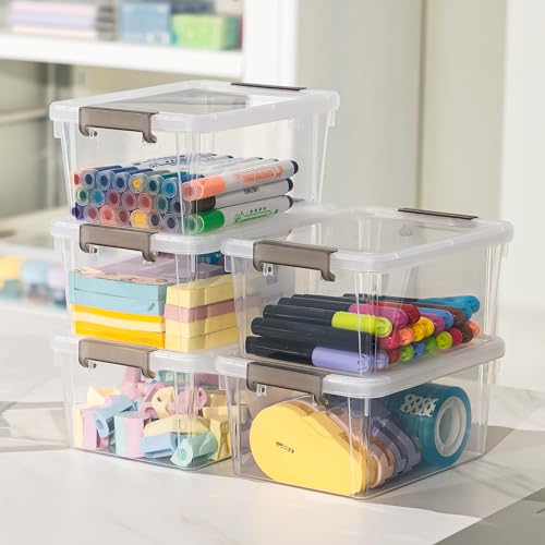 8Packs 3.2Qt Small Clear Storage Bins with Lids, Plastic (Pack of 2) - size: 3.2 QT (Pack of 2), style: (8 Pack)