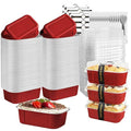 Mini Cake Pans With Lids And Spoons,5.5 oz Rectangle Mini individual Loaf Pans Disposable Aluminum Foil Small Baking Cups Tins (100, Red) - color: Red