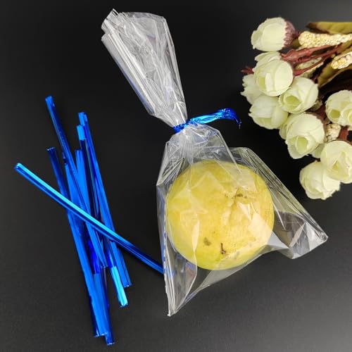 400 Pcs Metal Twist Ties 4 Inches Twist Straps for Bread Bags Candy Bags Snack Bags Halloween Party Cake Favor (Gold) - color: Gold