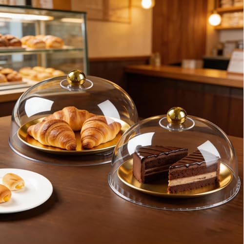 3 PCS Clear Cake Dome Cover 8''/10''/12'' Round Plastic Cake Stand Cloche Cover for Cupcake Dessert Cheese Plates Display and Food Freshness