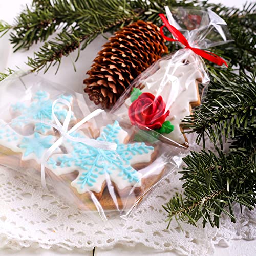 Morepack Cellophane Treat Bags 4x6 In 200 PCS Cookie Bags with Twist Ties - size: 4x6 Inch (Pack of 200)