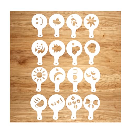 Nuwave Barista Coffee Art Stencils, 16-Piece Set, Flexible & Washable