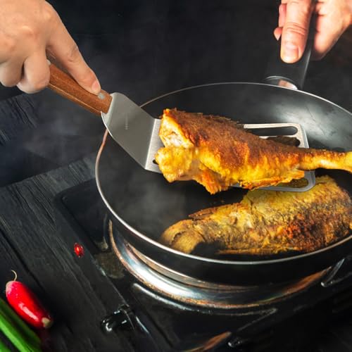 Fish Spatula Turner, Stainless Steel Slotted Spatulas Set, Offset 4"x8" - size: Offset 4"x8"