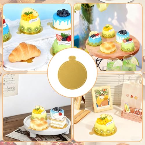 100pcs 3.5 Inch Cake Boards, Gold Round Cardboard Bases for Cupcakes, Mousse Desserts, Disposable Eco-Friendly Display Stands (9cm)
