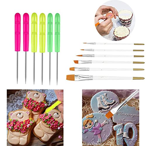 Cookie Decorating Kit Supplies 8 Inch Including 1 Acrylic Turntable, 6 Decoration Brushes 6 Scribe Needle, Cookie Turntable Decorating - size: 8 inch