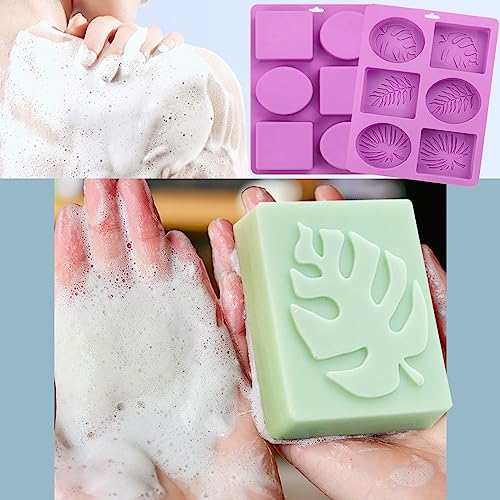Tropical Leaf Soap Molds, 2 Pack Leaf Embossed Silicone Mold 12-Cavity - color: Tropical Leaf Soap