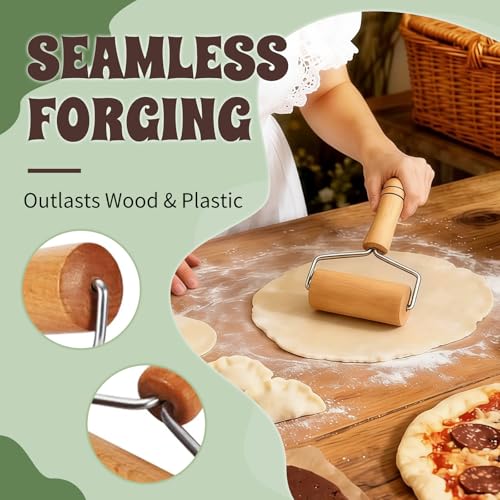 Small Wooden Rolling Pin for Baking, 7 Inch Mini Dough Roller, Non Stick Pizza Roller for Pastry Cookie Tortilla Dumpling Fondant Pie Crust Pasta (GMZ-T) - size: GMZ-T