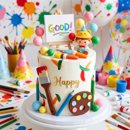 26Pcs Art Paint Cake Topper Paint Brush Cake Decorations